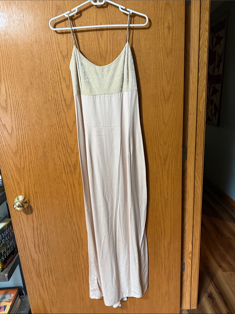 Jessica McClintock Cream and Pale Gold Slip Dress